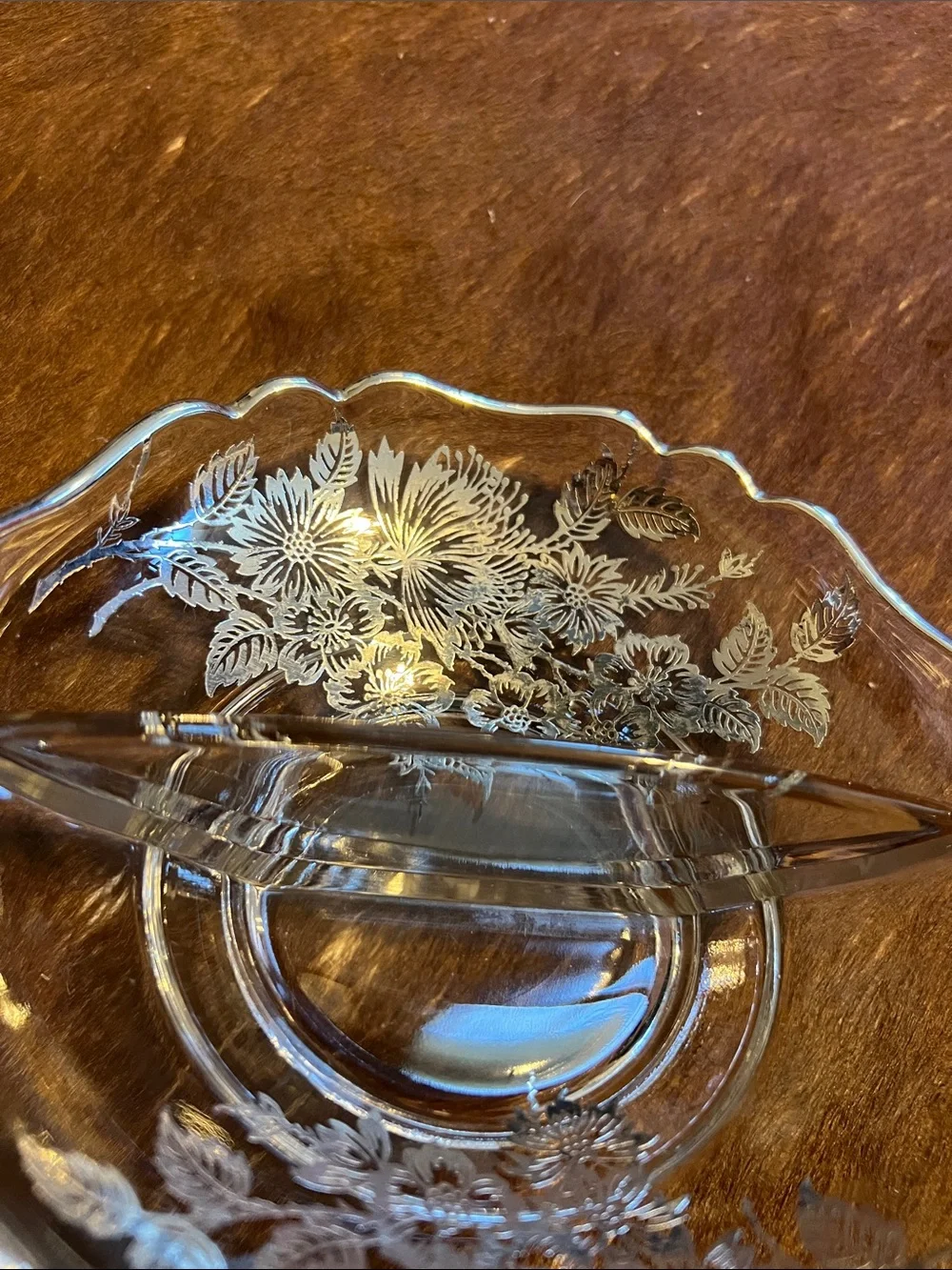 Vintage SIlver City Flanders Floral Divided 6 1/2 Bowl Elegant Crystal Bowl